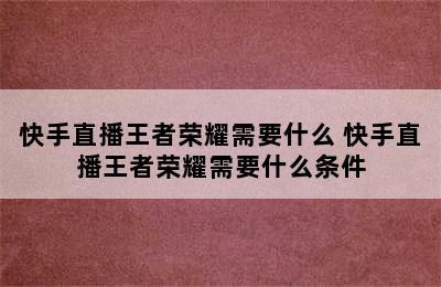 快手直播王者荣耀需要什么 快手直播王者荣耀需要什么条件